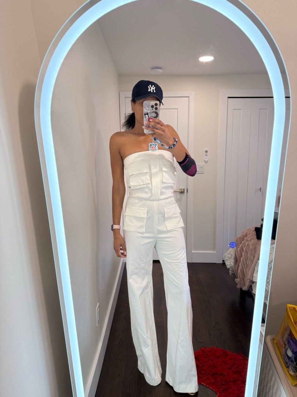 White Alice and Olivia Utility Strapless Jumpsuit Size 6